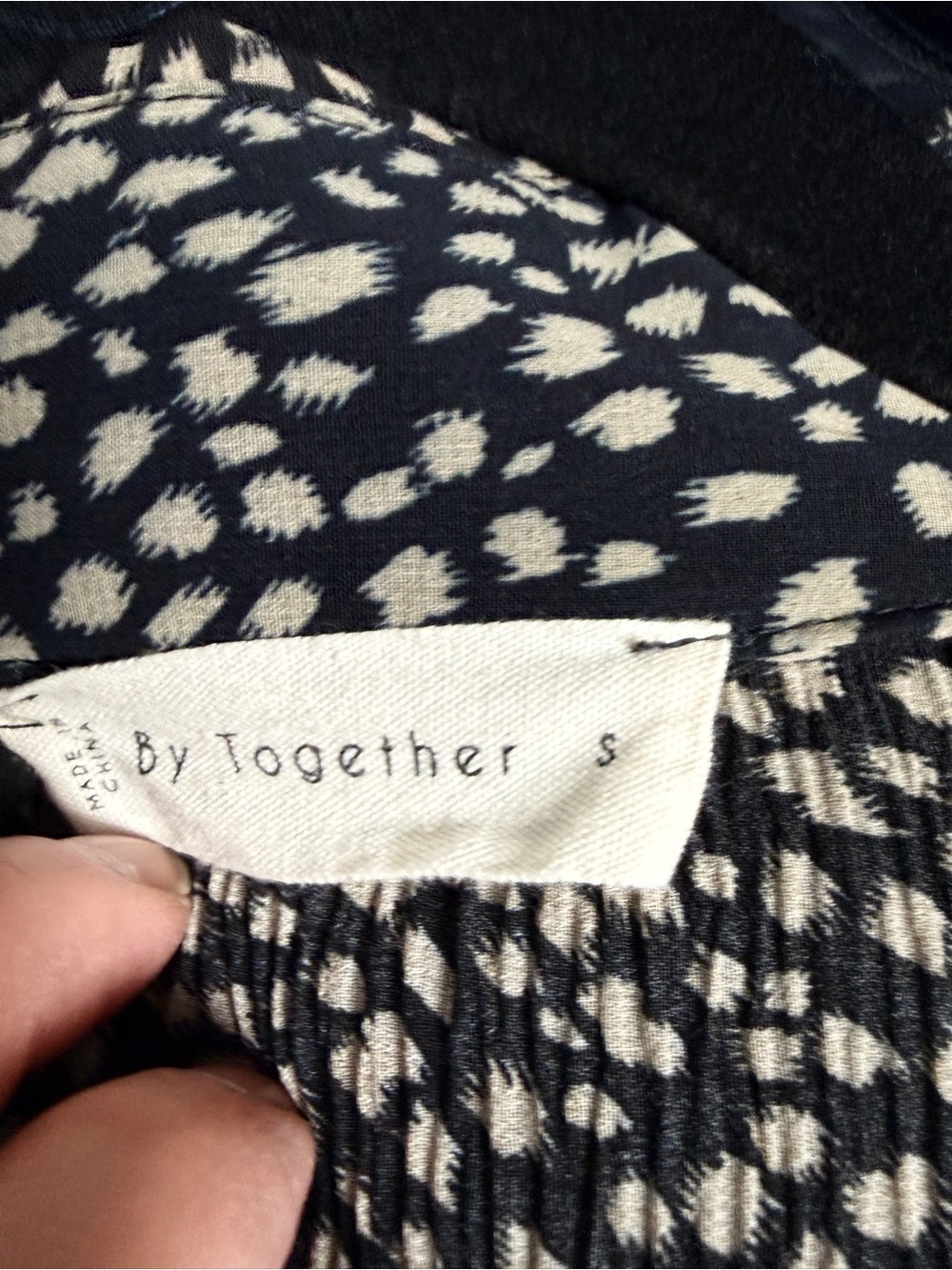 By Together Black Blouse with Tan Dot Print - Picture 6 of 7